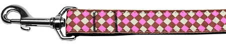 Pink Checkers Nylon Dog Leash 5/8 inch wide 4ft Long